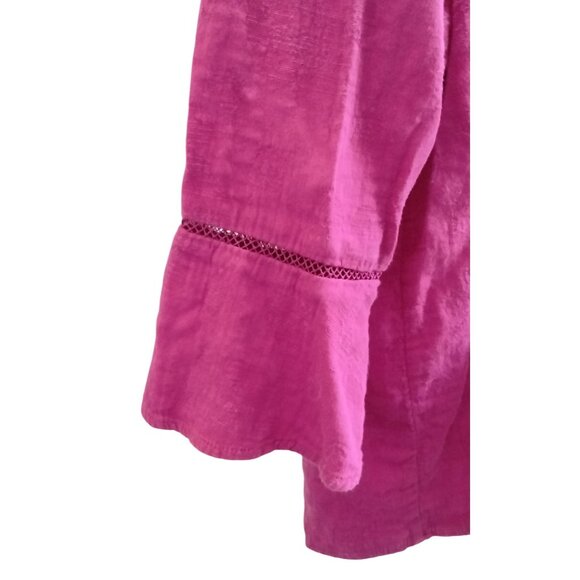 Time & Tru Fuchsia Top Size XXL (20) Square Neck Blouse Ruffled 3/4 Sleeves - Picture 4 of 8